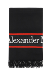Alexander Mcqueen Wool Blanket-scarf With Logo In Black