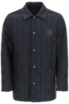 Ferragamo Logo-patch Buttoned Quilted Jacket In Black