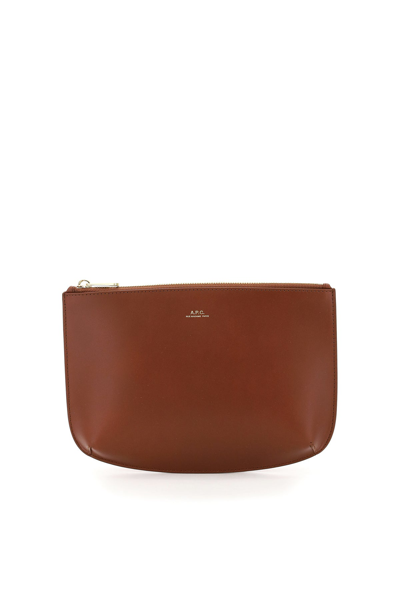 Apc Sarah Leather Pouch In Brown