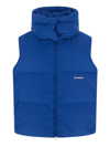 Off-white Blue Sleeveless Padded Jacket With Logo In Blue