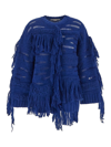 Stella Mccartney Fringed Alpaca Wool-blend Sweater In Blue