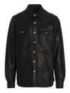 Rick Owens Black Porterville Outershirt Leather Jacket In Black