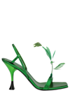 3juin Kimi Sandal In Metallised Green Leather In Green