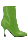 3juin Lidia Ankle Boots In Bold Color By 3 Juin Made Of Leather In Green