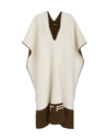 ETRO WOMAN PONCHO IN WHITE JACQUARD WOOL