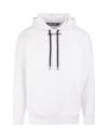 PALM ANGELS MAN WHITE HOODIE WITH FRONT AND BACK LOGO
