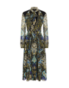 ETRO WOMAN GEORGETTE MIDI DRESS WITH PRINTED MYTHOLOGICAL ANIMALS