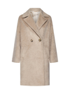 Blanca Vita Tuia Textured Double-breasted Coat In Agata