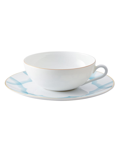 Raynaud Aura Azure Tea Cup & Saucer Set In Sky Blue