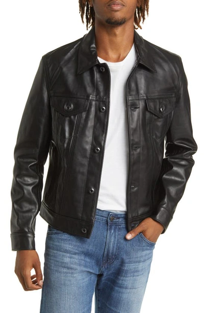 Schott Naked Cowhide Trucker Jacket In Black