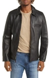 Schott Waxy Leather Delivery Jacket In Black