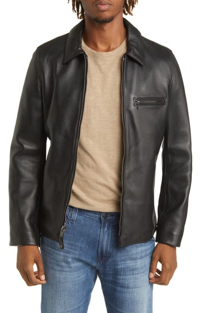 Schott Waxy Leather Delivery Jacket In Black