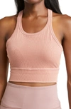 Prana Becksa Rib Sports Bra In Cloud Blush Heather