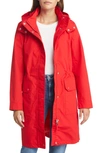 Joules Loxley Long Waterproof Raincoat In Red