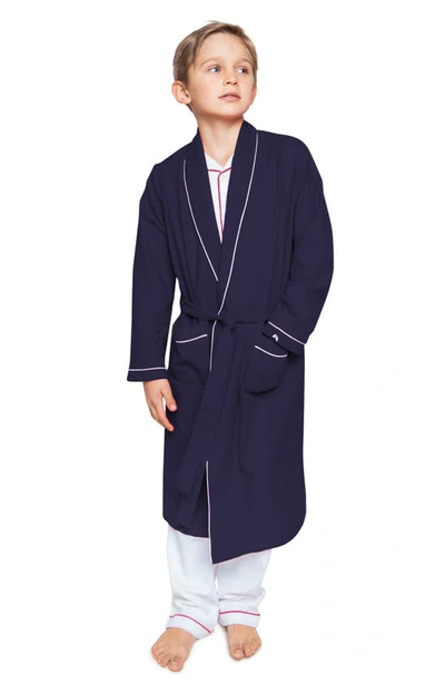 Petite Plume Unisex Flannel Robe - Little Kid, Big Kid In Navy