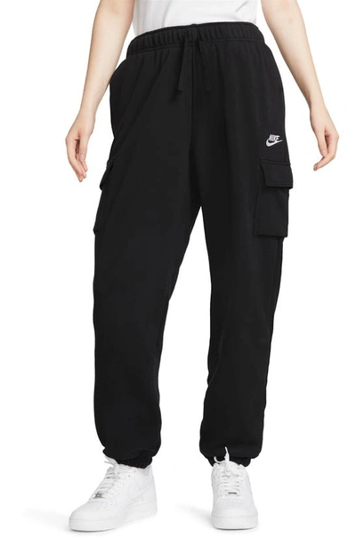 Nike Women's  Sportswear Club Fleece Mid-rise Oversized Cargo Sweatpants In Black