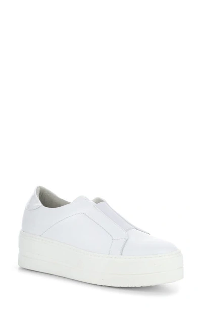 Bos. & Co. Mona Platform Slip-on Sneaker In Bianco Feel/ Patent/ Elastic