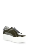 Bos. & Co. Mona Platform Slip-on Sneaker In Olive/ Black Patent/ Elastic