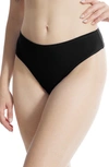 Hanky Panky Playstretch Natural Rise Thong In Black