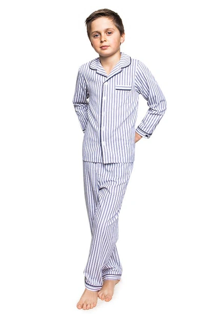 Petite Plume Kids' French Ticking Pajama Set In Blue