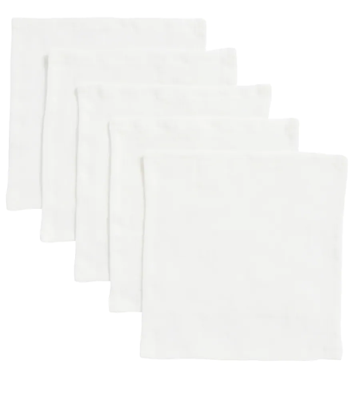 Once Milano Set Of 5 Linen Cocktail Napkins In Whi