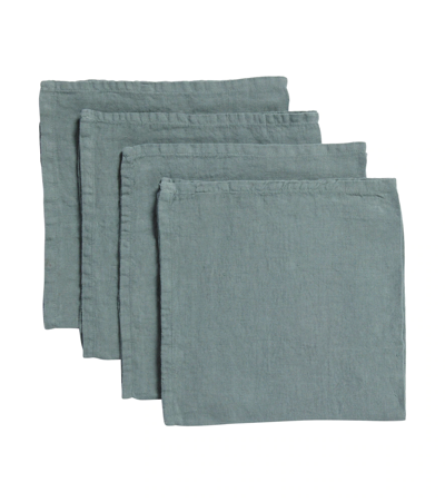 Once Milano Set Of 4 Linen Napkins In Grn
