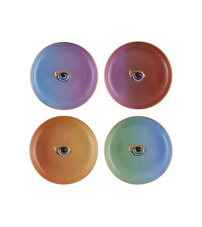 L'objet Lito Canape Assorted Plates, Set Of 4 In Blue