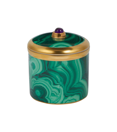 L'objet Malachite Porcelain And 24kt Gold Candle In Green/gold