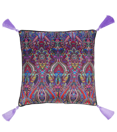 Les-ottomans Paisley Silk Cushion In Mul
