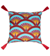 Les-ottomans Peacock-print Silk Cushion In Mul