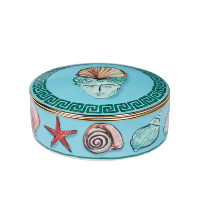 Ginori 1735 Neptune's Voyage Round Box With Cover In Blue