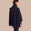 BURBERRY WOOL CASHMERE BLEND HOODED PONCHO,40206871