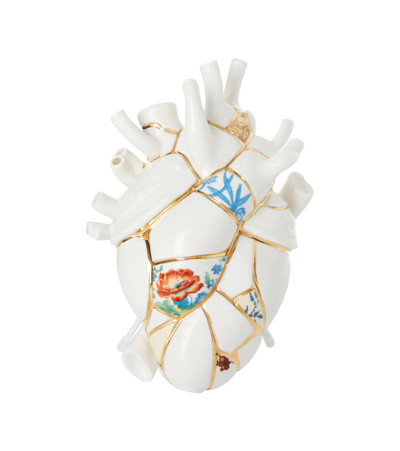 Seletti X Marcantonio Raimondi Malerba Love In Bloom Kintsugi Porcelain Heart In White