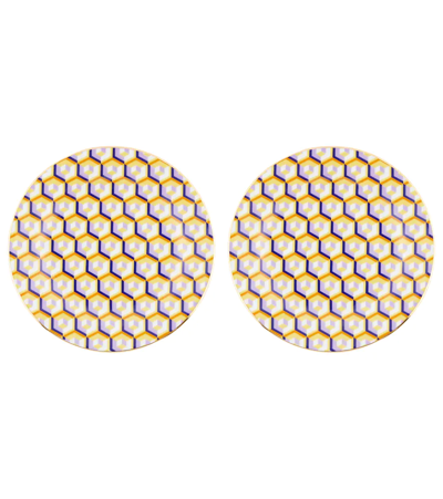 La Doublej Cubi Giallo Set Of 2 Dessert Plates In Multicolor