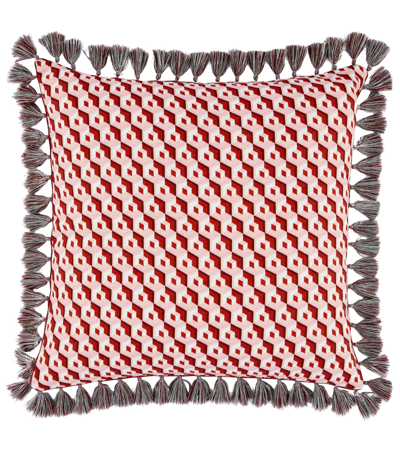 La Doublej 'cubi Rosso' Cushion In Multicolor Shot Cotton