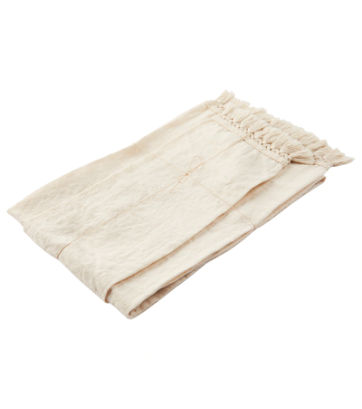 Once Milano Linen Hand Towel And Bath Towel Set In Whi