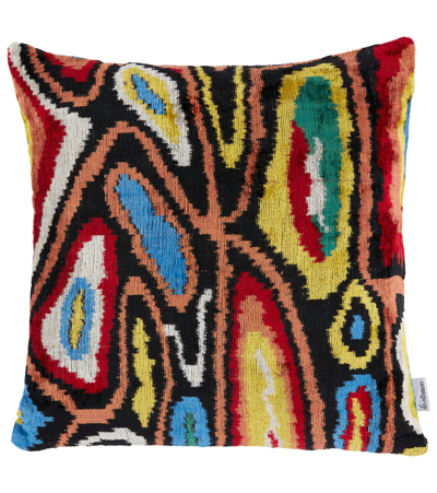 Les-ottomans Silk Velvet Cushion In Mul