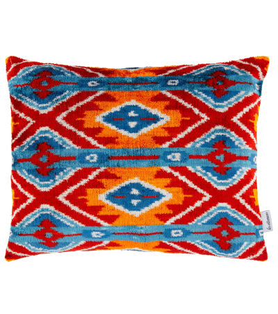 Les-ottomans Patterned Silk Cushion In 红色