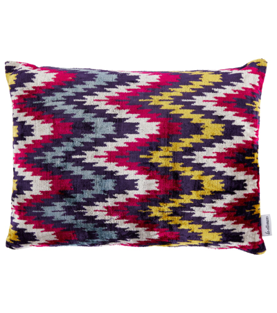 Les-ottomans Abstract-print Silk Cushion In Mul