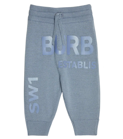 Burberry Baby Wool Sweatpants In Shale Blue