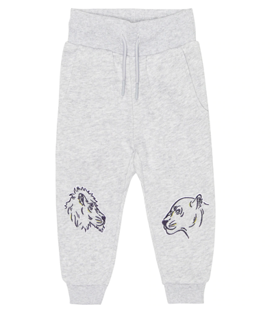 Kenzo Babies' Logo-embroidered Cotton Track Pants In Grey