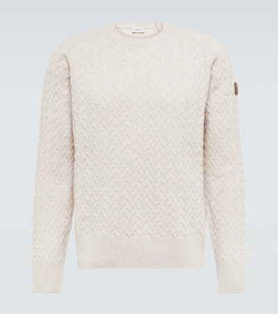 Moncler Crewneck Knit Sweater In Camel