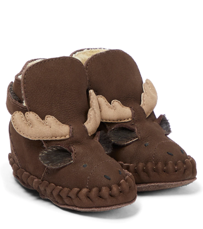 Donsje Baby Kapi Leather Booties In Chocolate Nubuck
