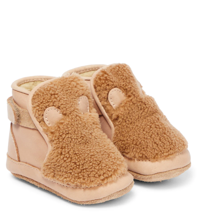 Donsje Baby Richy Faux Shearling Booties In Light Mape Curly Faux Fur