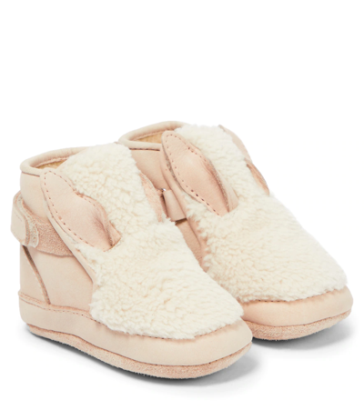 Donsje Baby Richy Faux Shearling Booties In Off White Curly Faux Fur