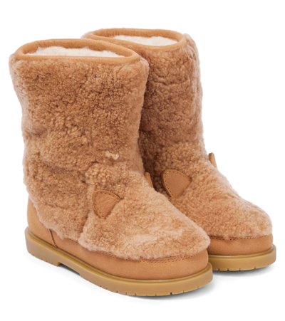 Donsje Irfi Leather Boots In Caramel Curly Sheep Wool