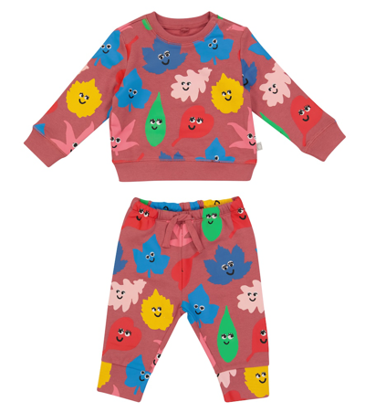 Stella Mccartney Kids' Baby Printed Cotton Tracksuit In Smiley Leaves