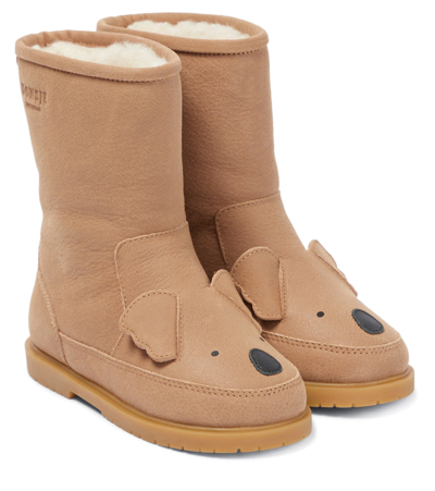 Donsje Kids' Wadudu Leather Boots In Truffle Leather