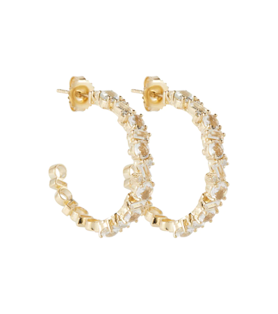 Suzanne Kalan 14kt Gold Hoop Earring With Diamonds And White Topaz
