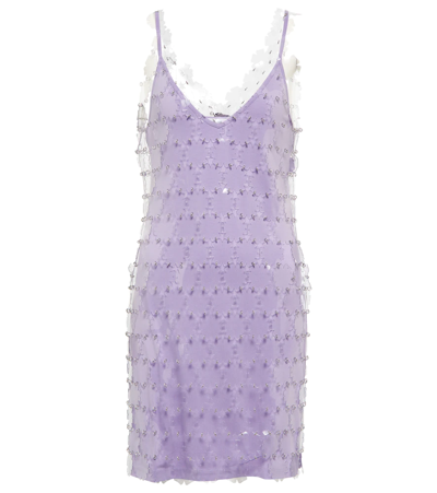 Rabanne Sequinned V-neck Mini Dress In Purple